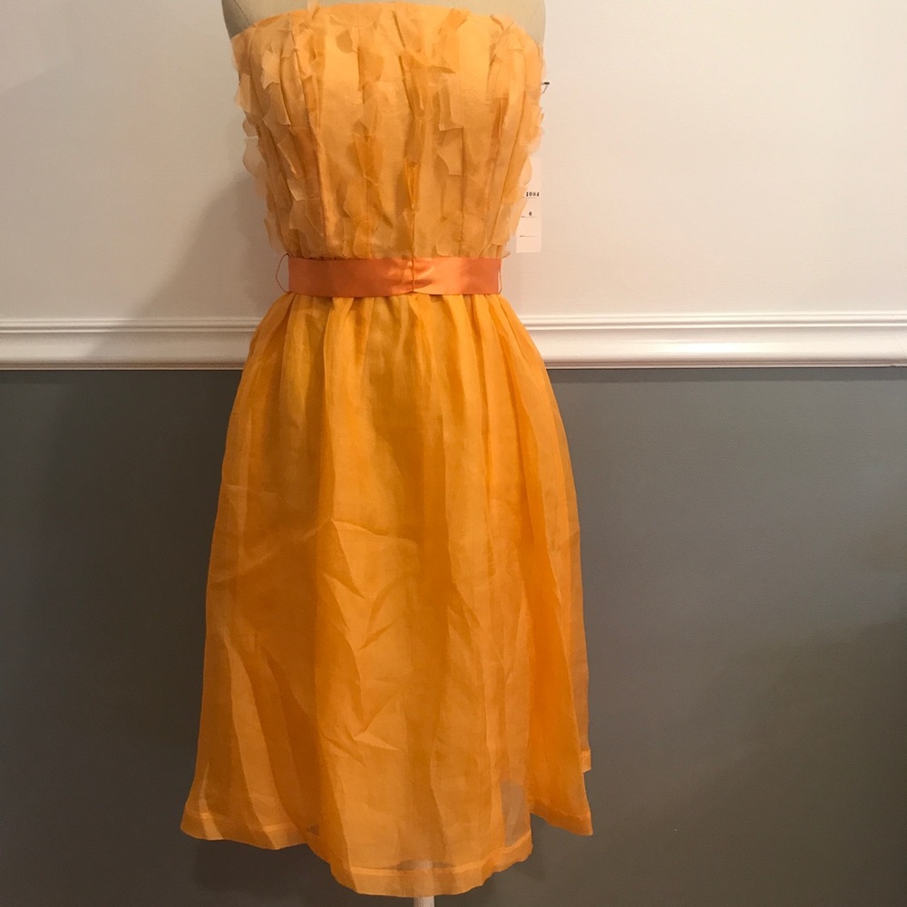 COPY - Beautiful Silk strapless orange dress.